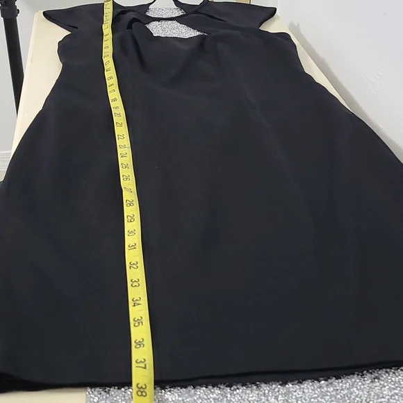 SZ 10 Cache Black Sleeveless Cut-Out Tailored Stretchy Dress - Picture 15 of 16
